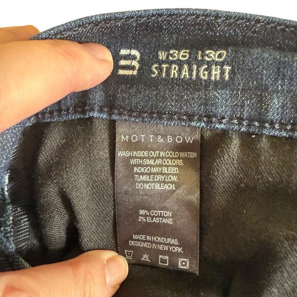 Mott & Bow Mott And Bow STRAIGHT CROSBY JEANS 36 X 30 Dark Blue Stretch Midrise - Picture 7 of 11